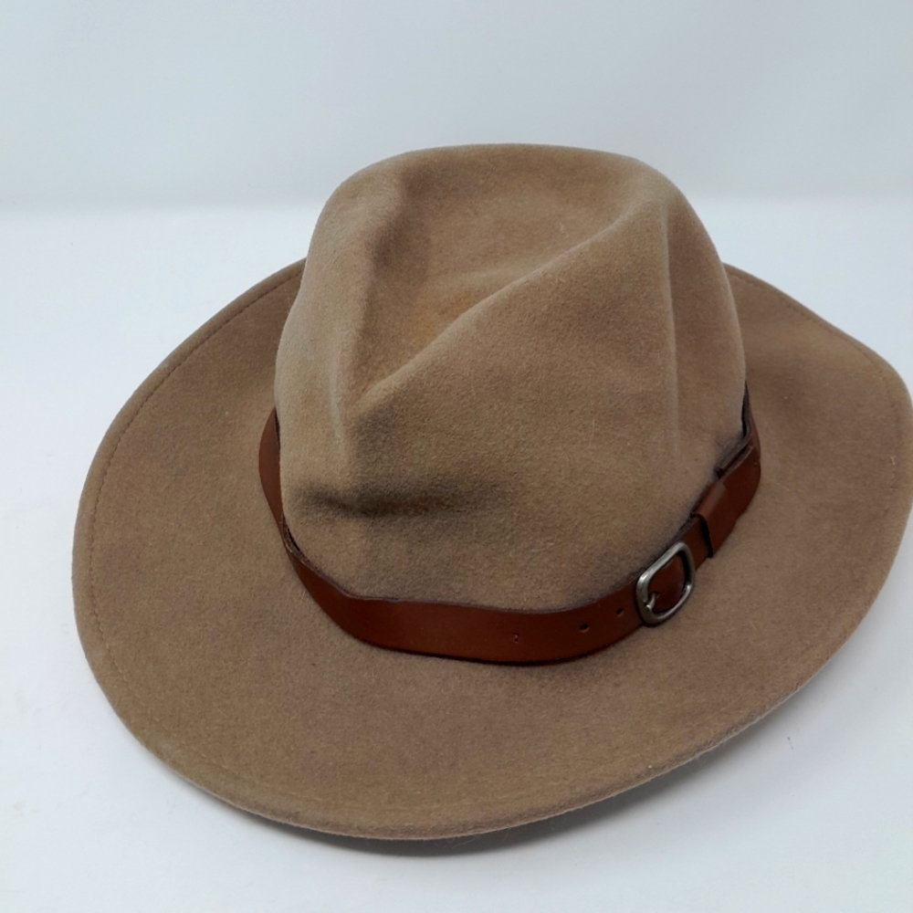 Women's Bailey Brown Belted Fedora Hat 100% Wool Size Large